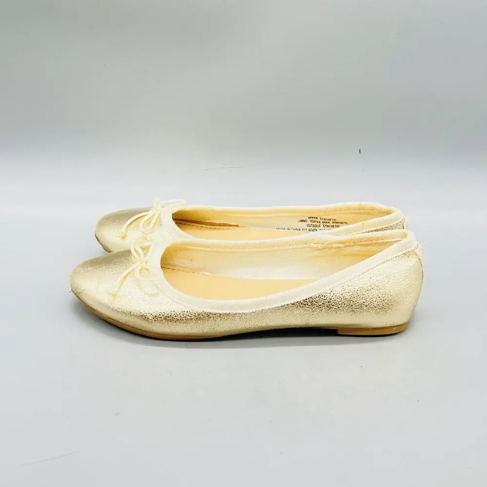 Crewcuts by J Crew Shoes Girls 13 Gold Ballet Flats Bow Slip On Dress Casual